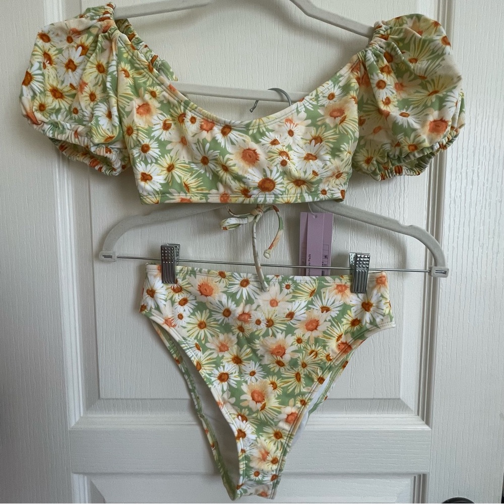 Wild Fable | Floral Bikini | NWT | Sz XXS (0) | Lace Up Back | High Waisted